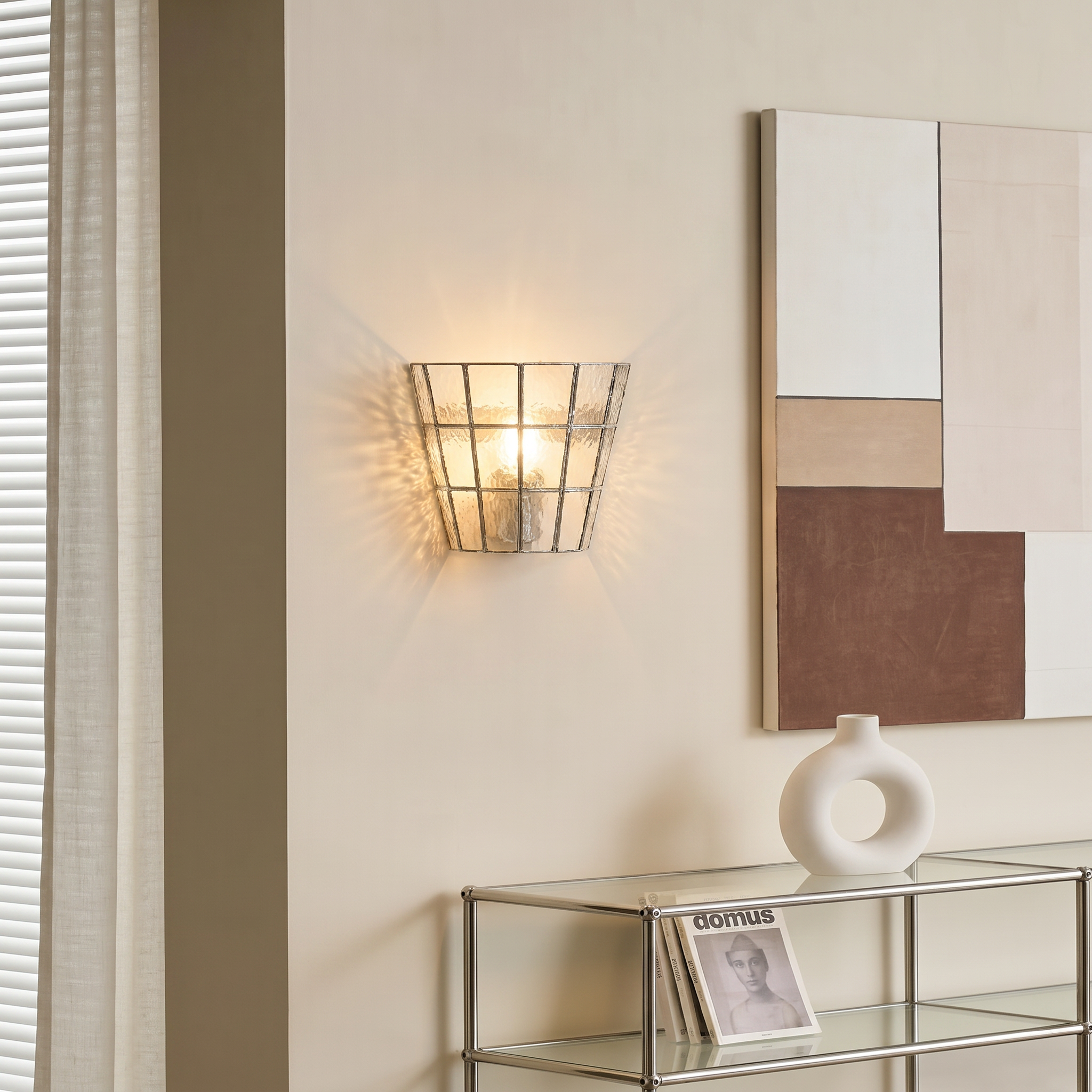 Vintage American Style Ribbed Glass Wall Sconce for Bedroom Hallway