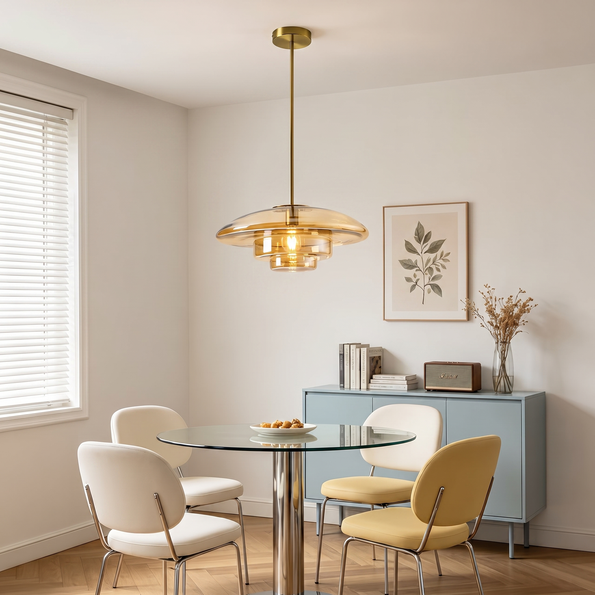 Vintage Bauhaus Tiered Glass Pendant Light for Living Room