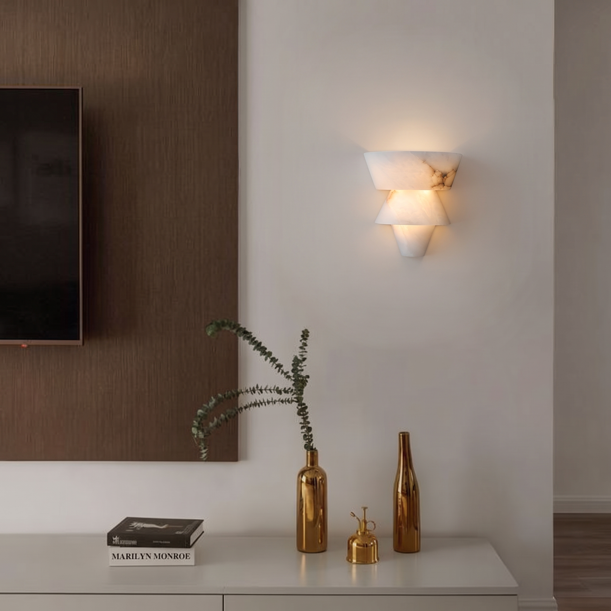 Modern Marble Geometric Wall Sconce for Living Room Bedroom Entryway