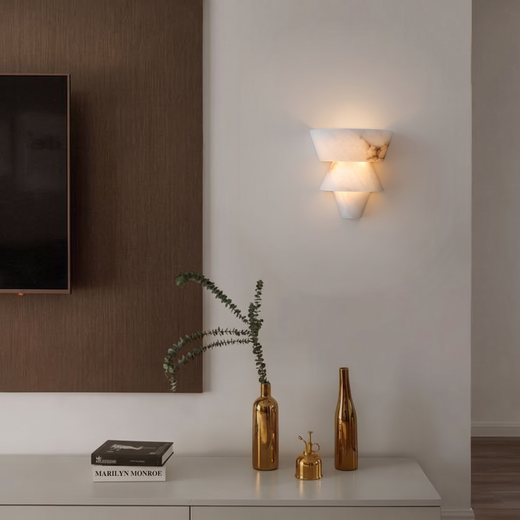 Modern Marble Geometric Wall Sconce for Living Room Bedroom Entryway