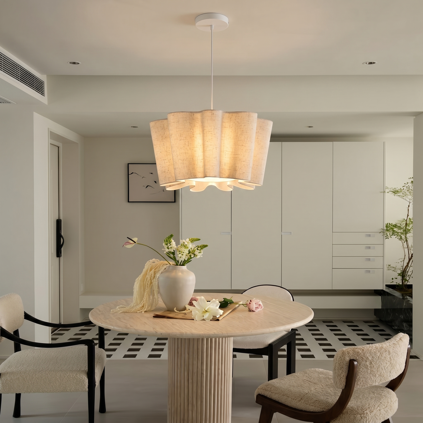 Wabi-Sabi Style Fabric Pendant Light for Kitchen Island Living Room