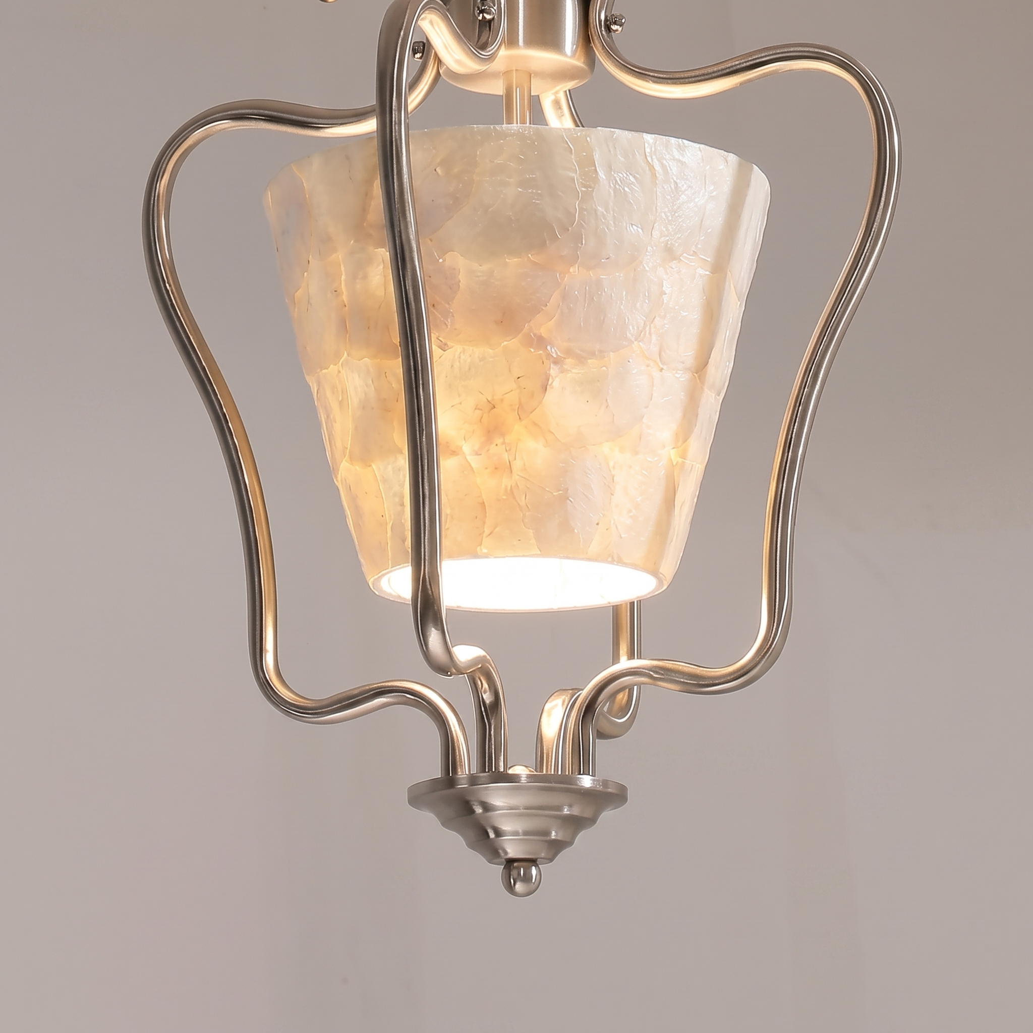 Vintage Lantern Shell Pendant Light Elegant Hanging Ceiling Light for Kitchen Island Dining Room Entryway