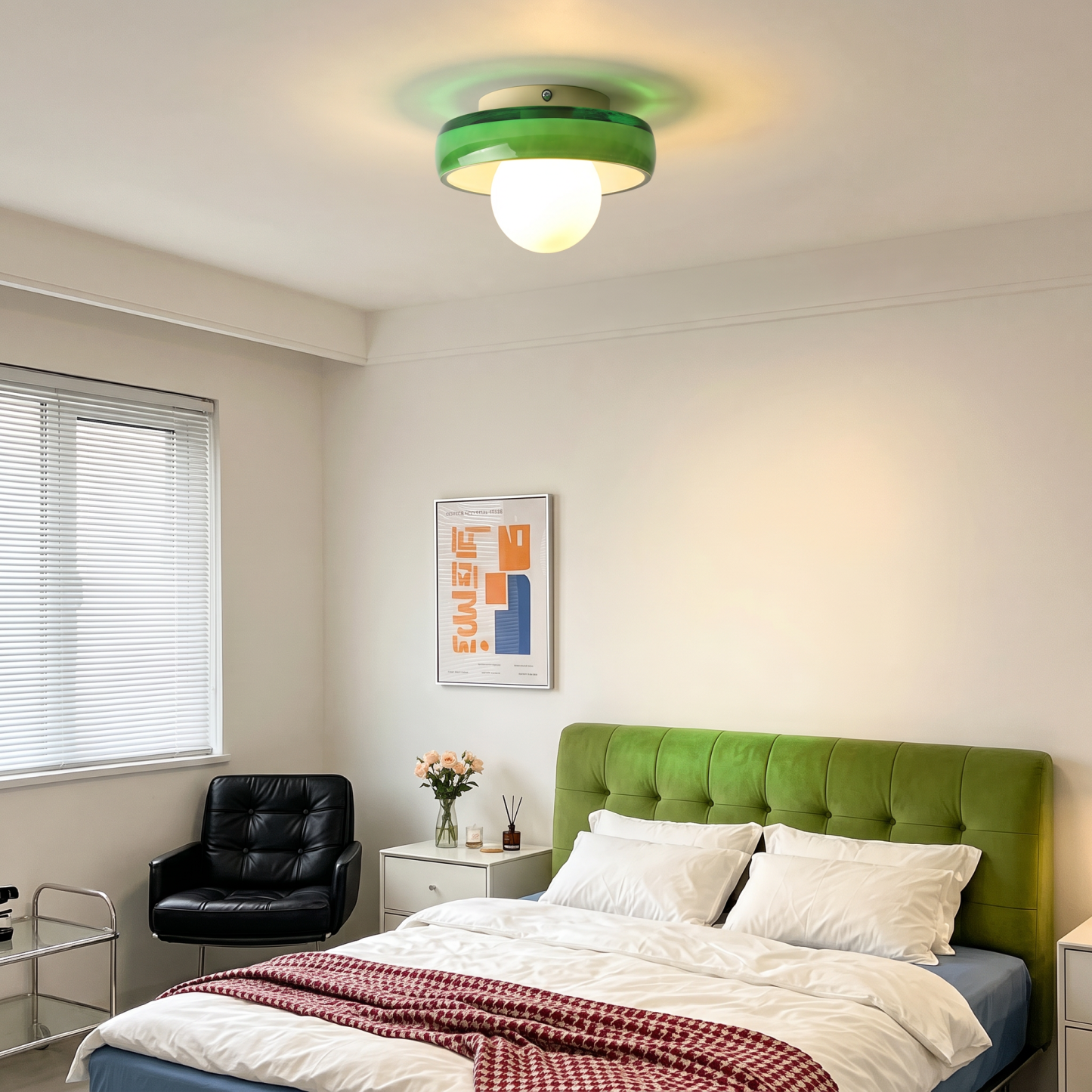 Modern Glass Flush Mount Ceiling Light for Bedroom Hallway Balcony