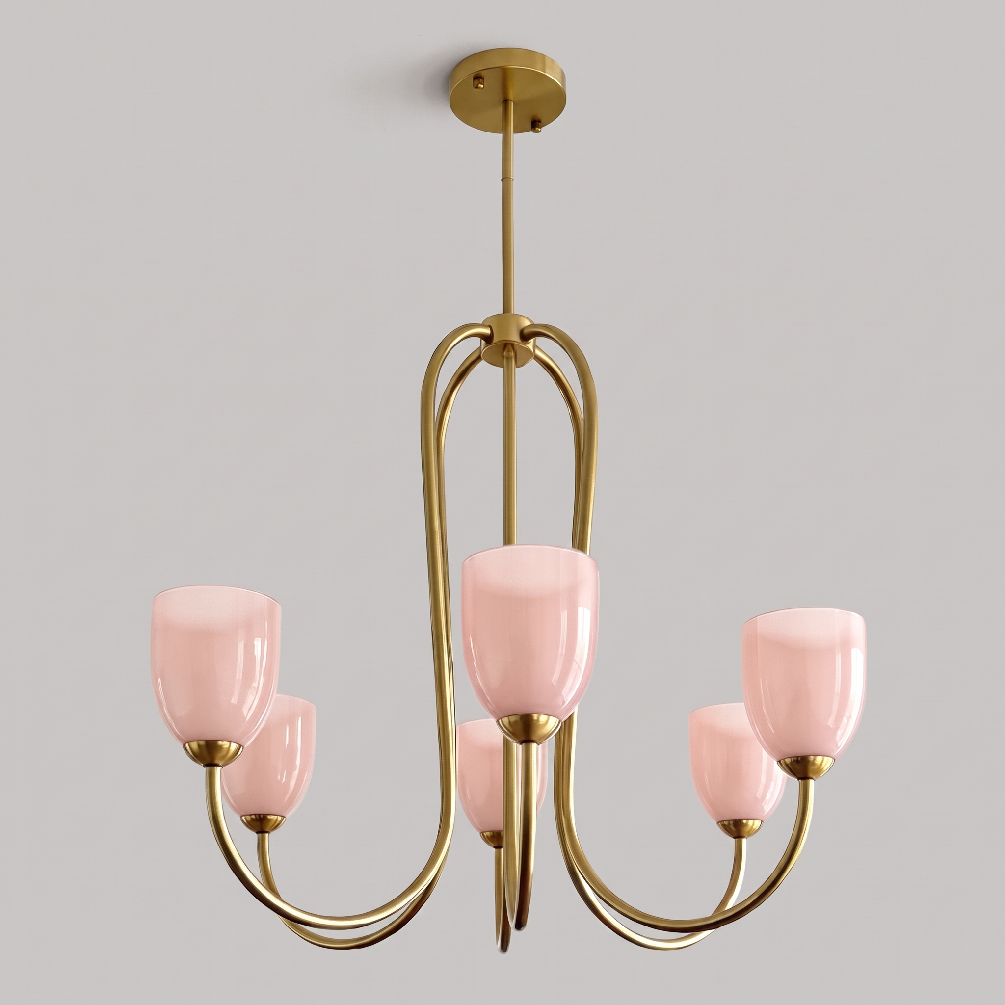 Mid Century Brass Tulip Chandelier for Kitchen Island Living Room