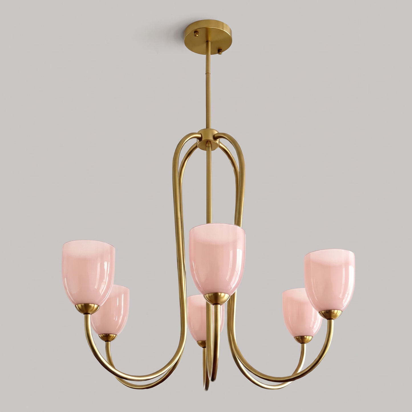 Mid Century Brass Tulip Chandelier for Kitchen Island Living Room