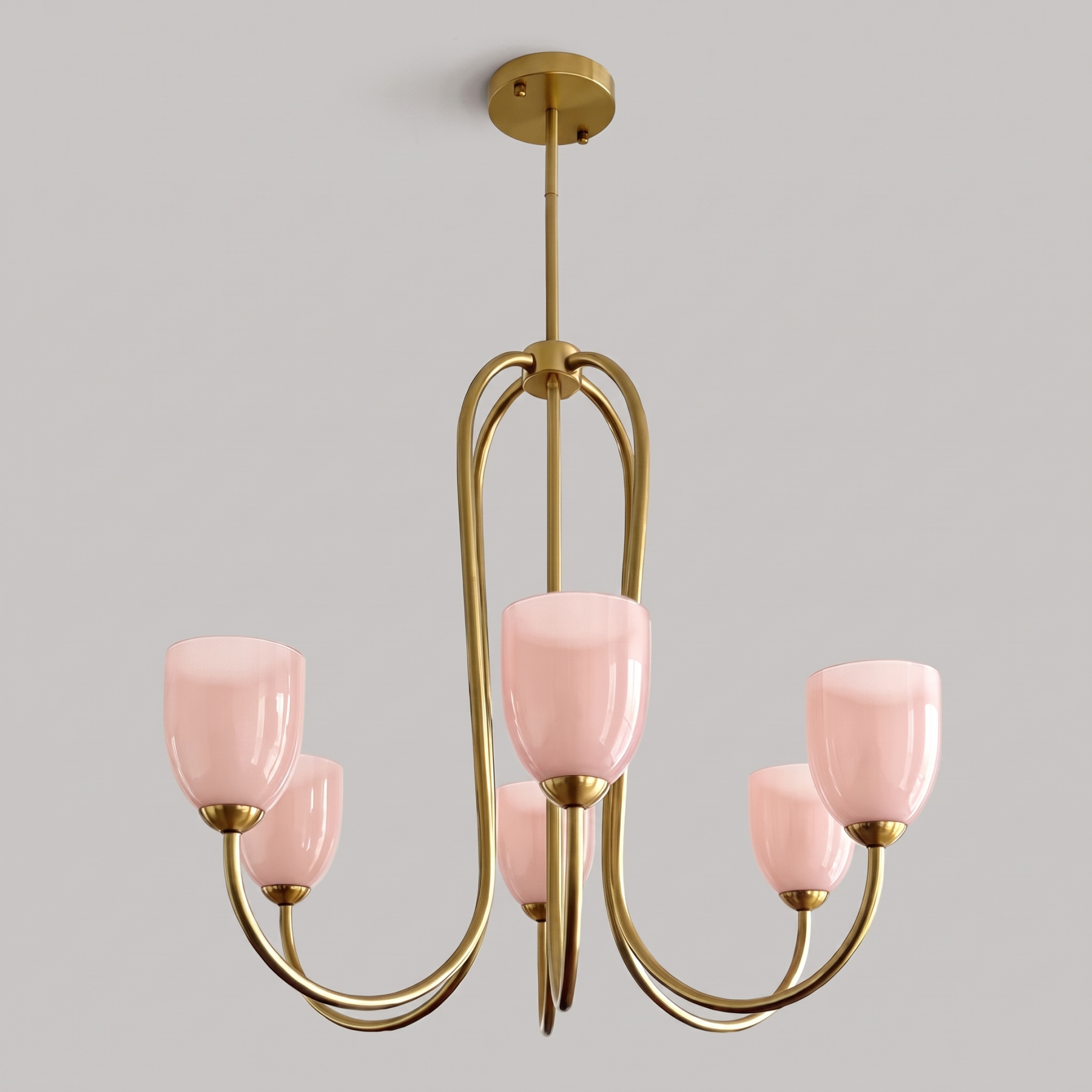 Mid Century Brass Tulip Chandelier for Kitchen Island Living Room