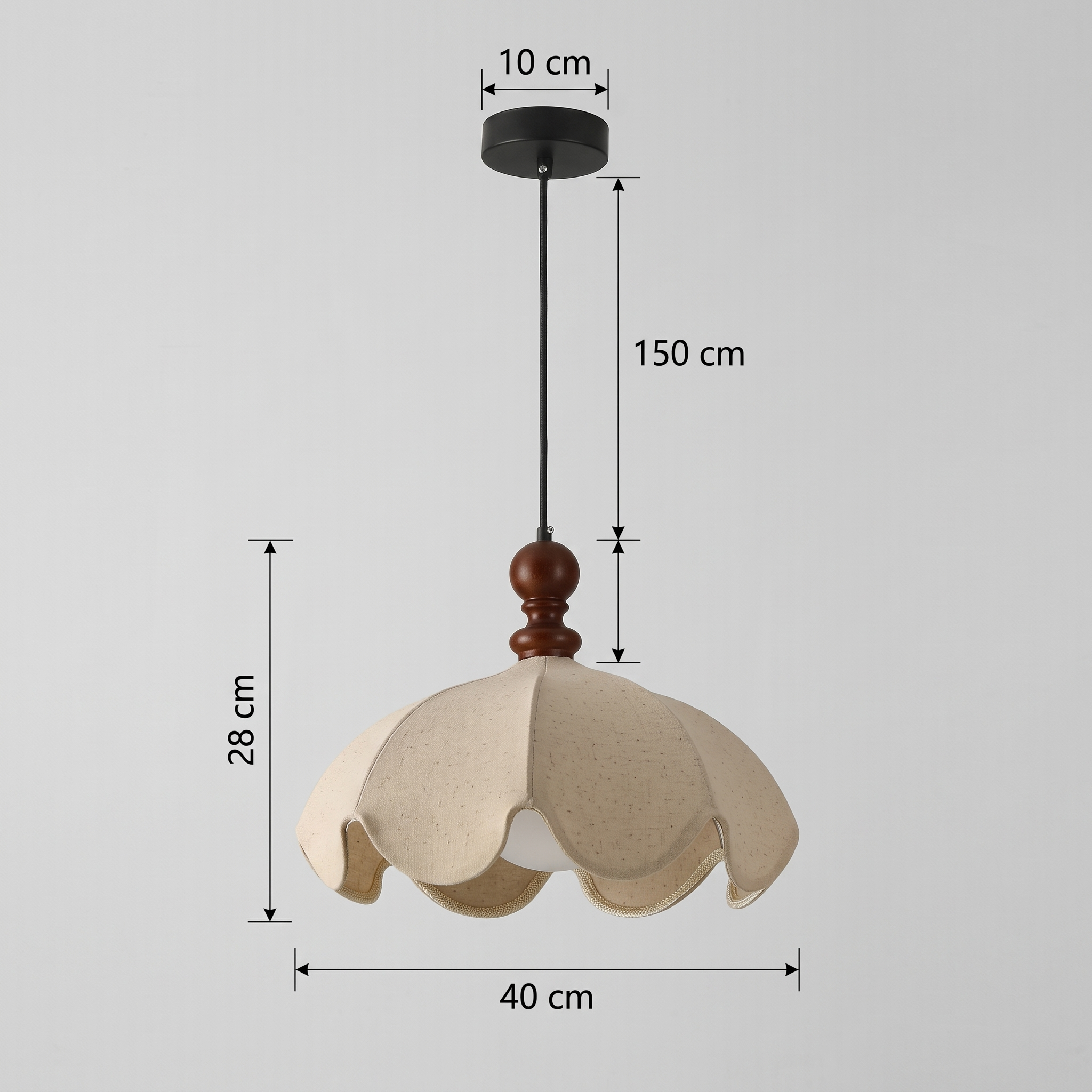 Vintage Fabric Pendant Light –Wabi-Sabi Fabric Shade Hanging Ceiling Light for  Dining Room Bedroom and Living Room