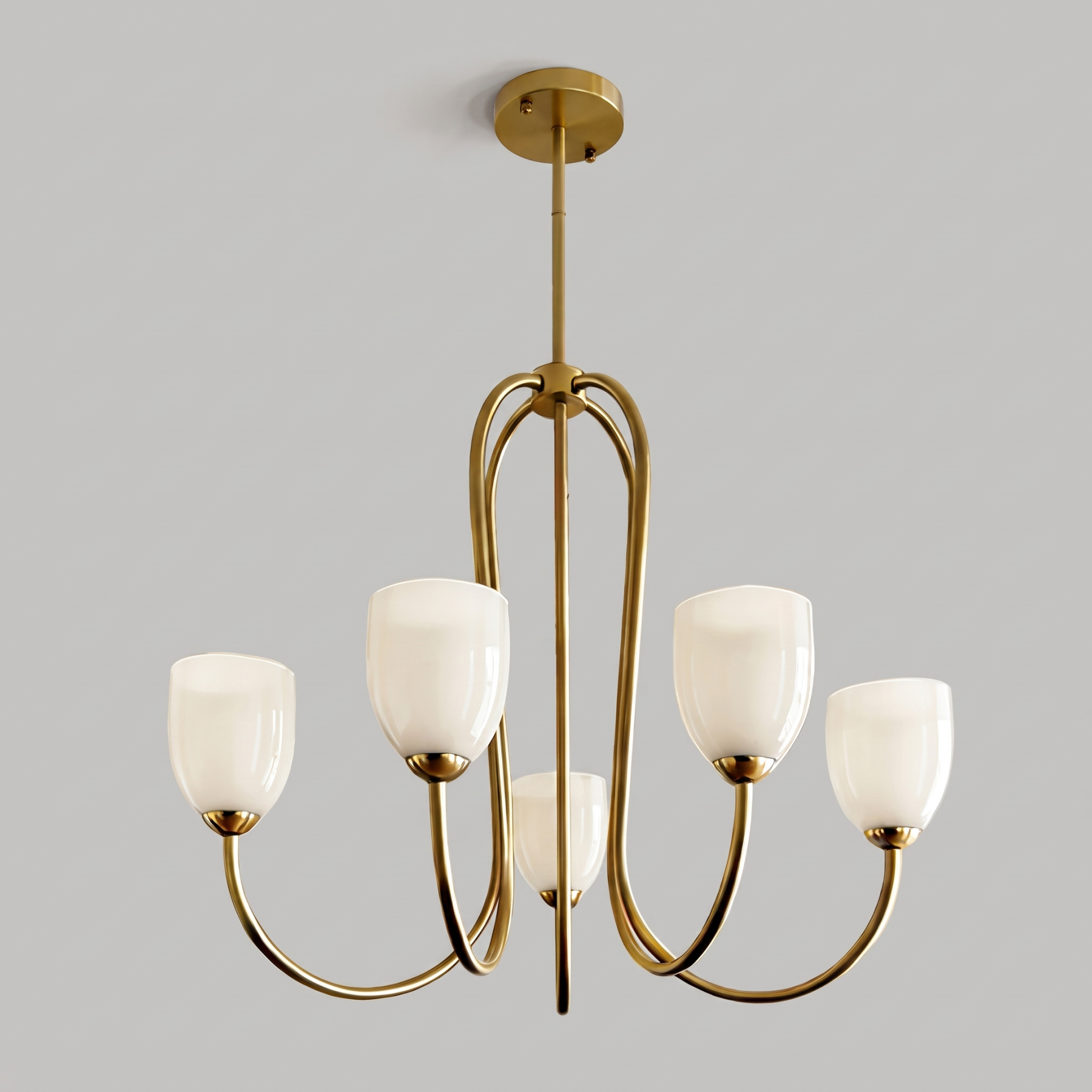 Mid Century Brass Tulip Chandelier for Kitchen Island Living Room