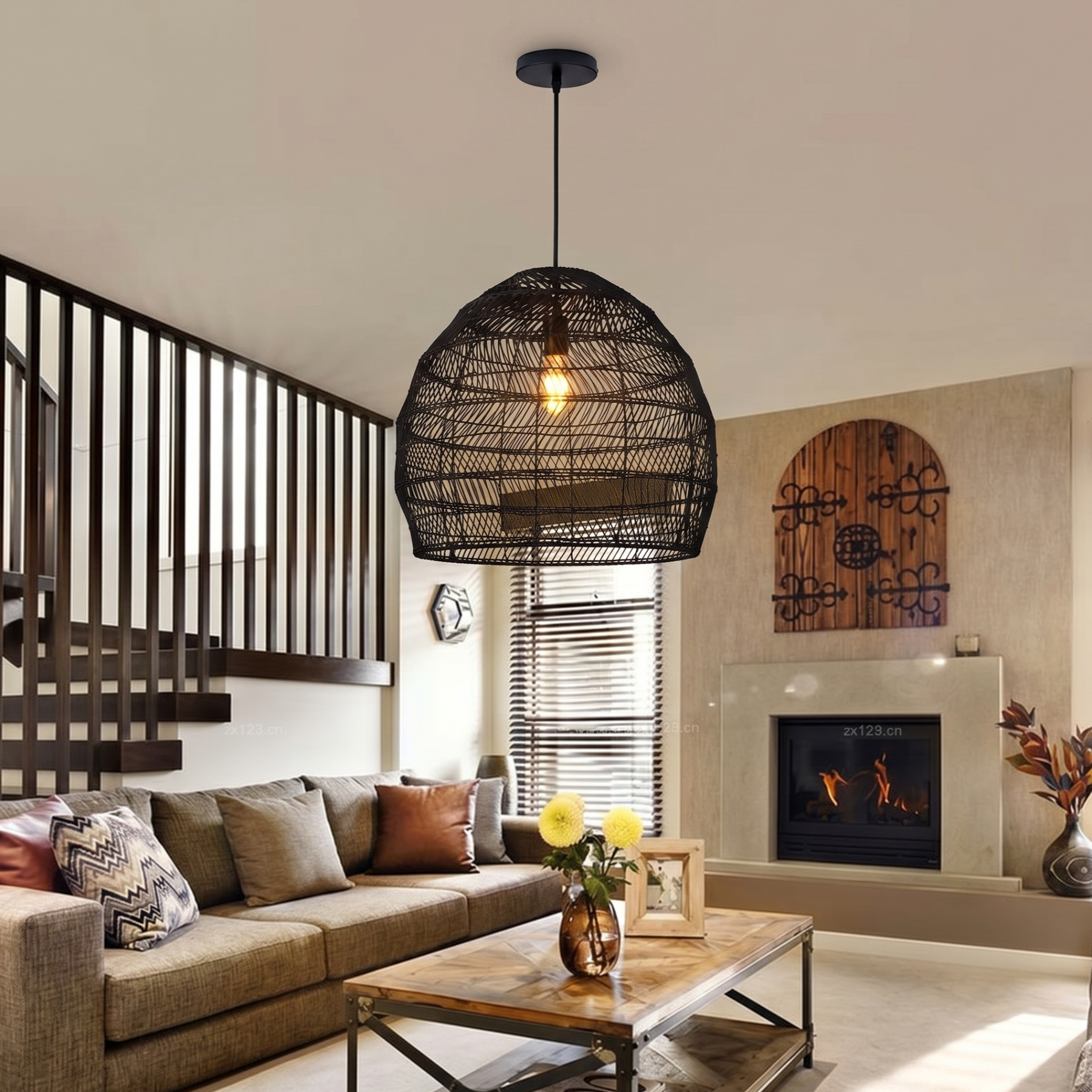 Handmade Rattan Lamp BELL Wicker Lamp Boho Style Lampshade Pendant Lamp