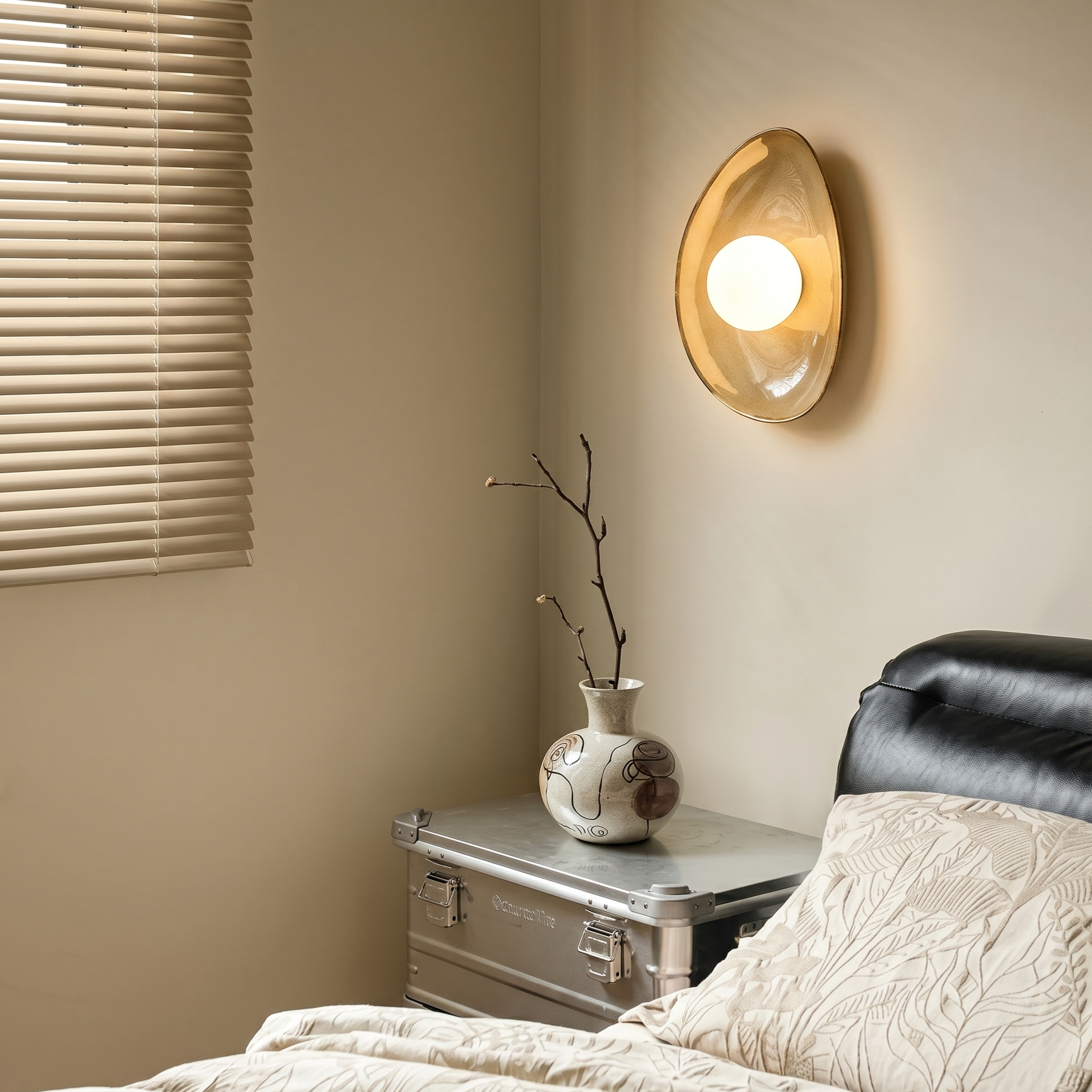 Wabi-Sabi Style Ceramic Wall Lamp Bedroom Bedside Corridor Lamp 