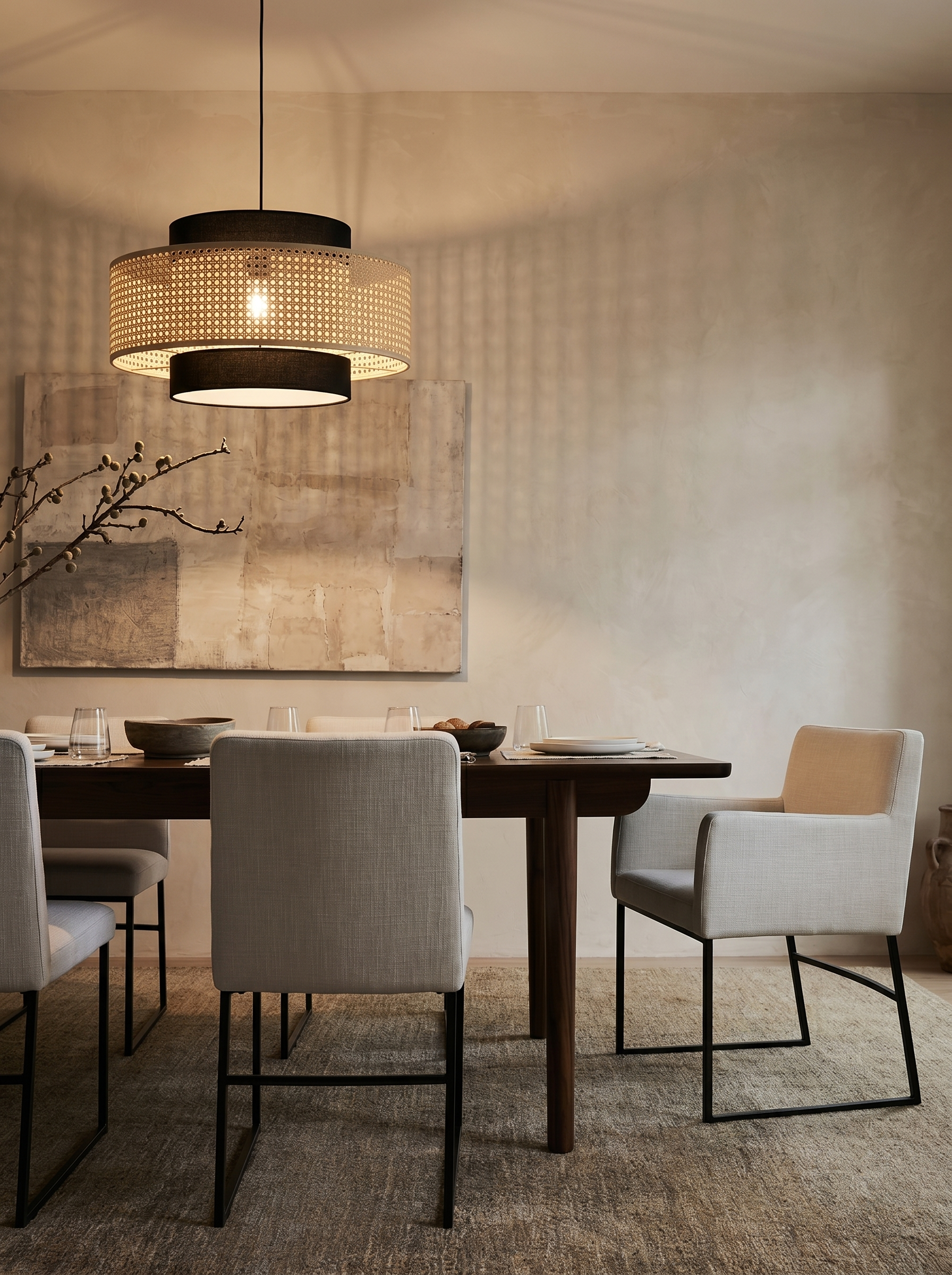 Japanese Wabi-Sabi Style Rattan Pendant Light for the Living Room