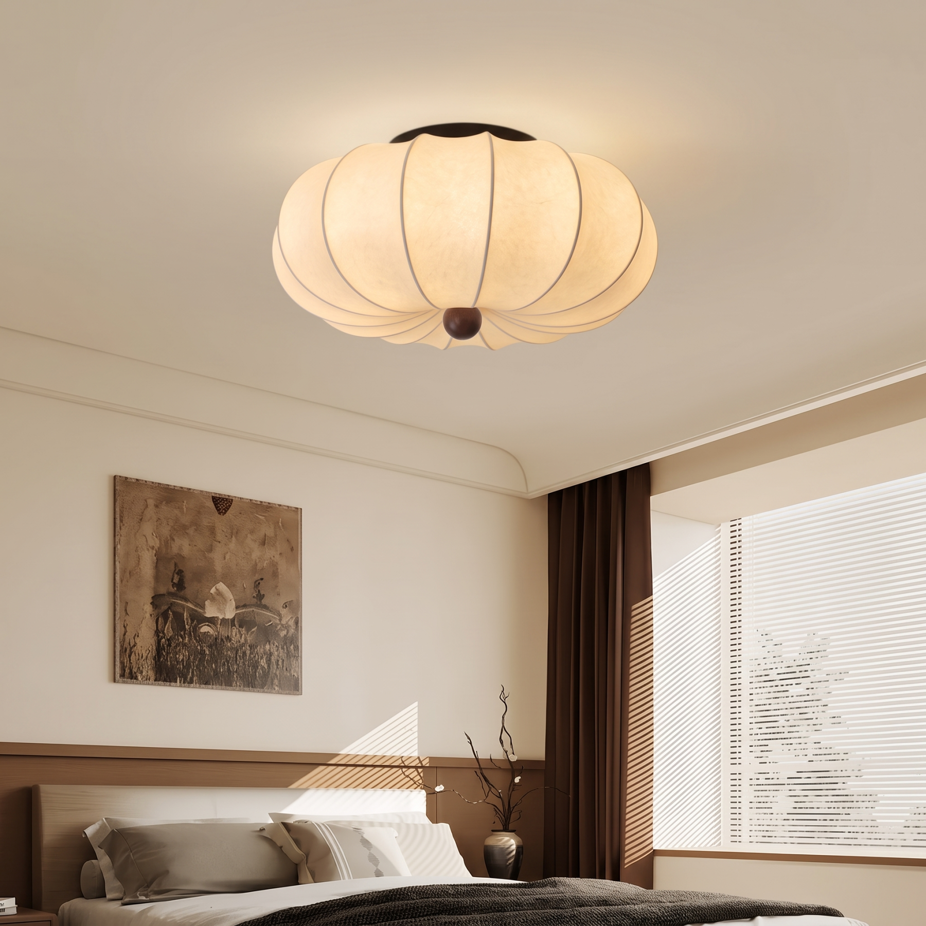 Modern Minimalist Silk Flush Mount Ceiling Light for Bedroom Hallway Balcony