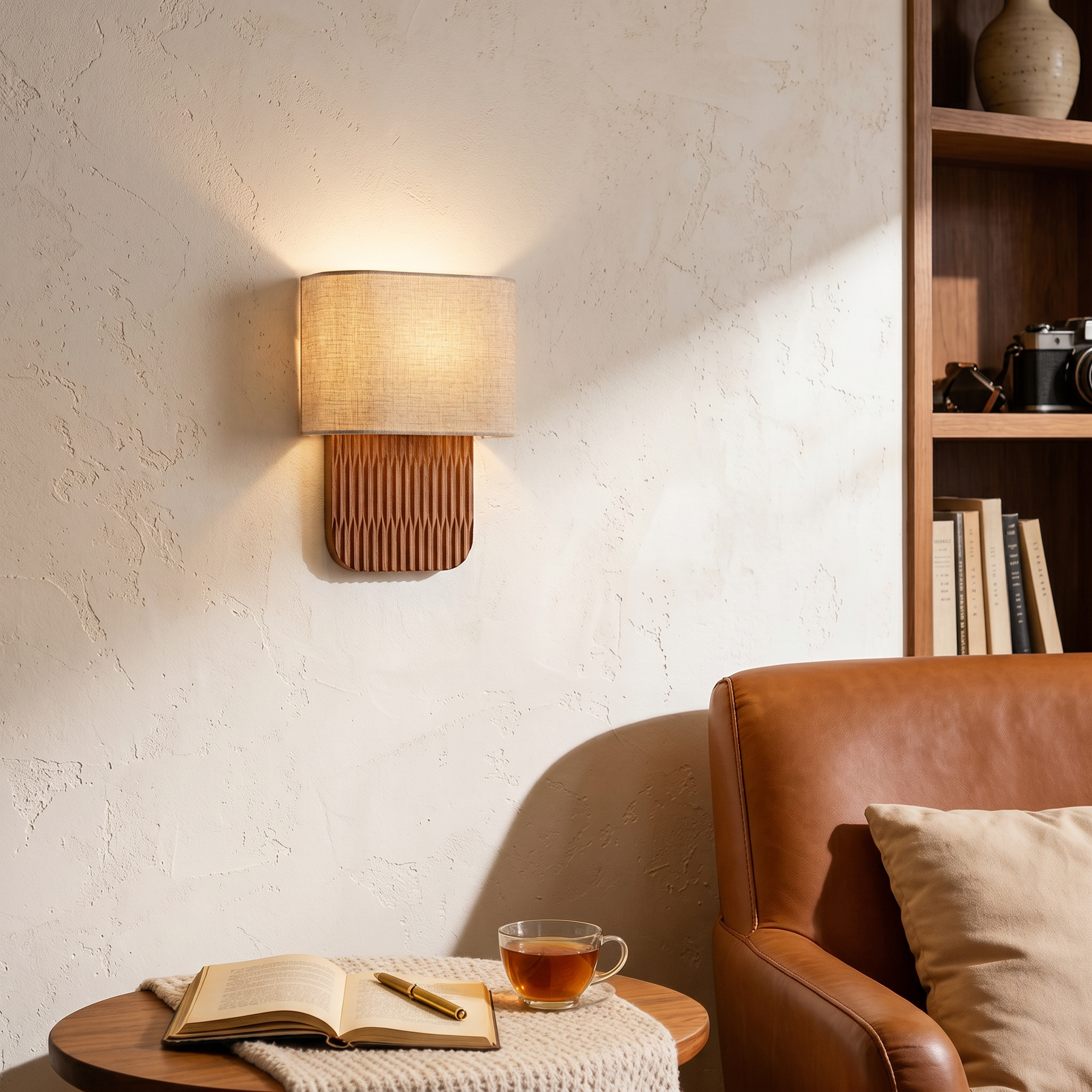 Modern Rustic Fabric Wall Lamp for Bedroom & Hallway
