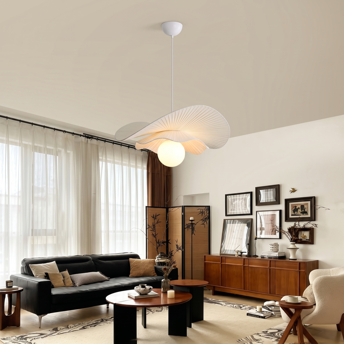French Nordic Style Fabric Pendant Light for Living Room and Bedroom