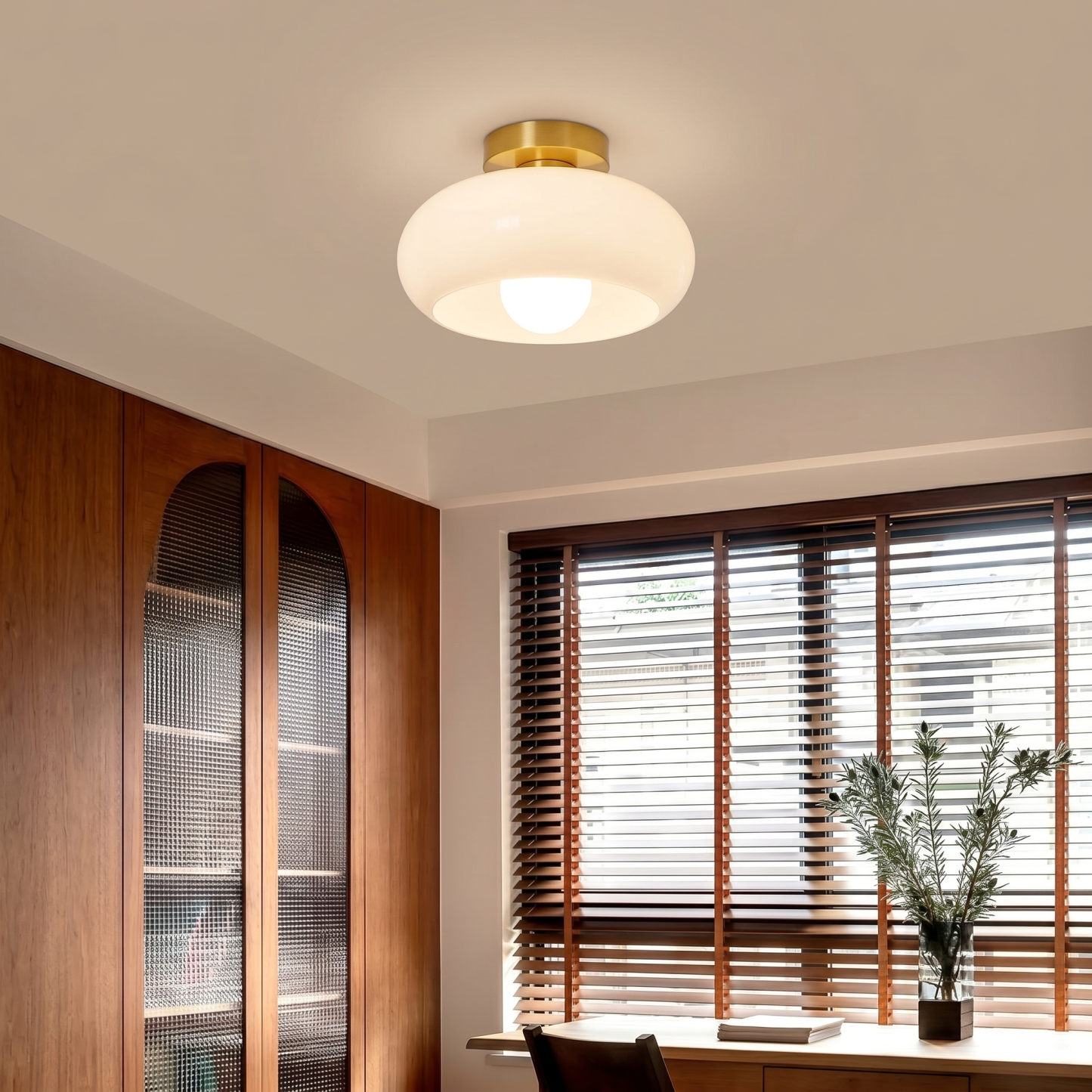 Nordic Minimalist  White Glass Flush Mount Light for Bedroom Living Room Hallway