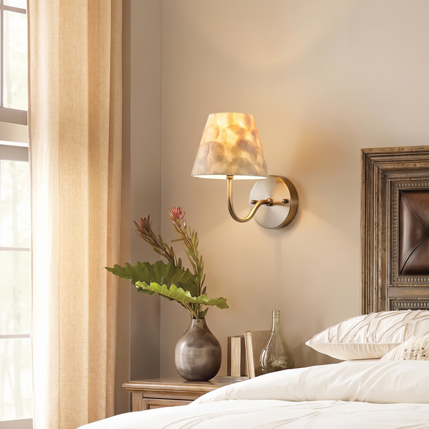 Modern Shell Shade Wall Sconce Elegant Background Accent Light