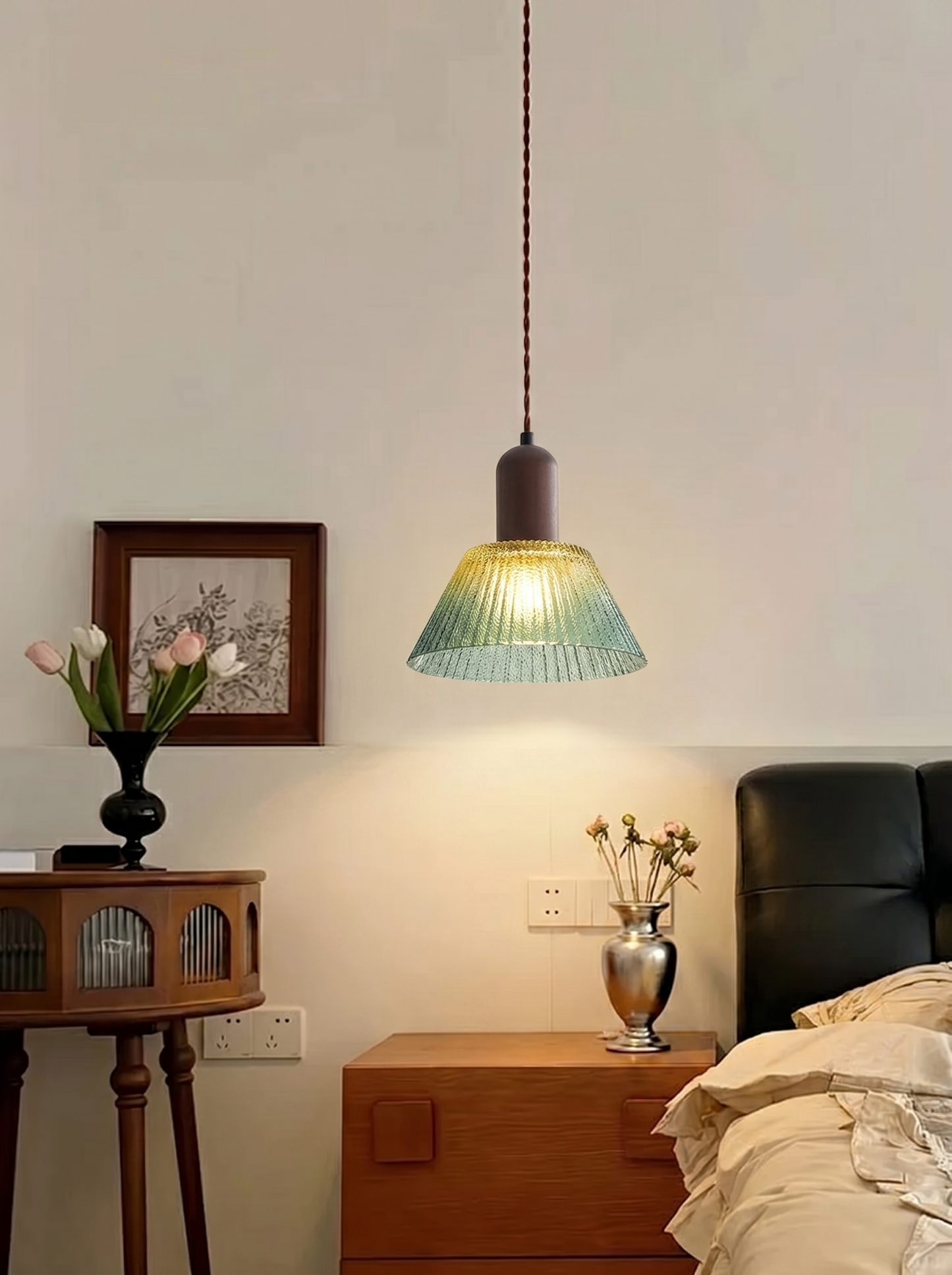 Medieval Vintage Glass Pendant Light for Bedroom