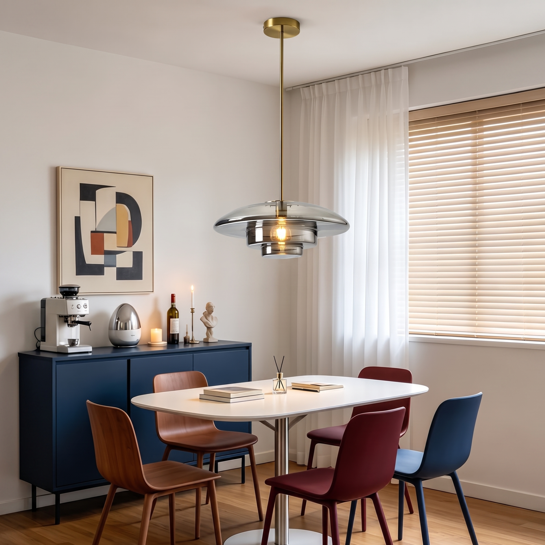 Vintage Bauhaus Tiered Glass Pendant Light for Living Room