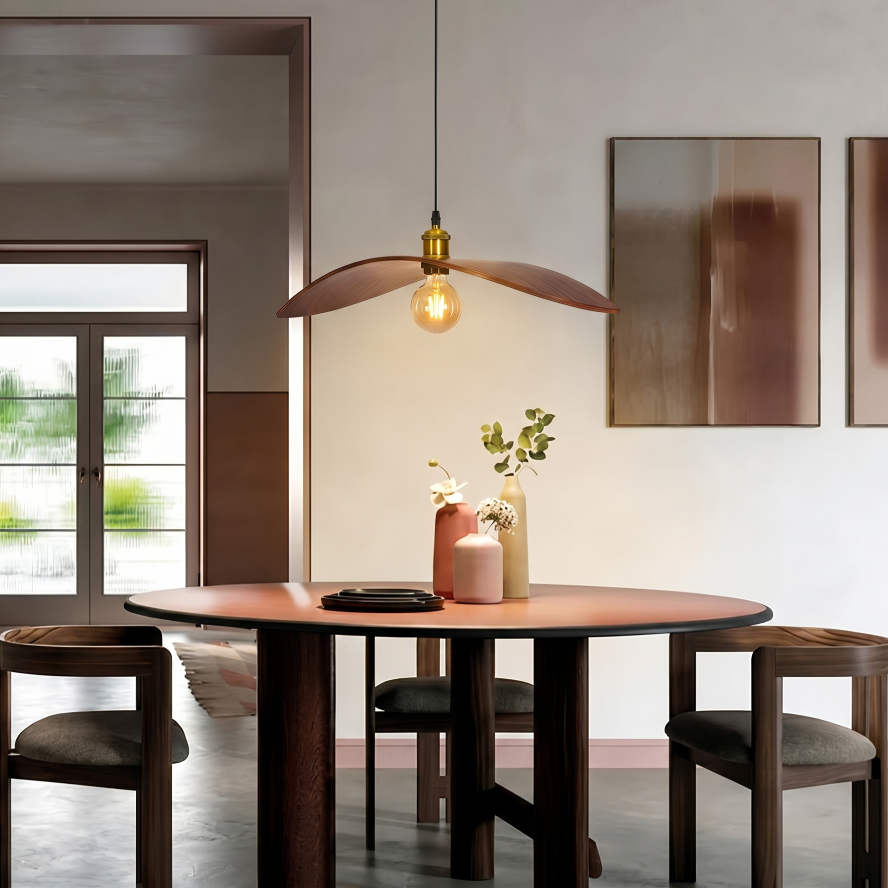 Scandinavian Retro Wood Pendant Light for Kitchen Island Dining Room