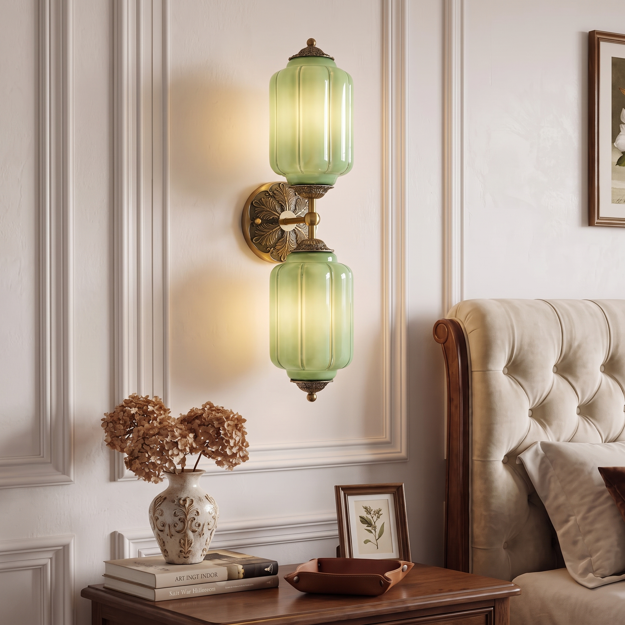 Vintage Dual-Light Glass Wall Sconce for the Bedroom Living Room and Hallway