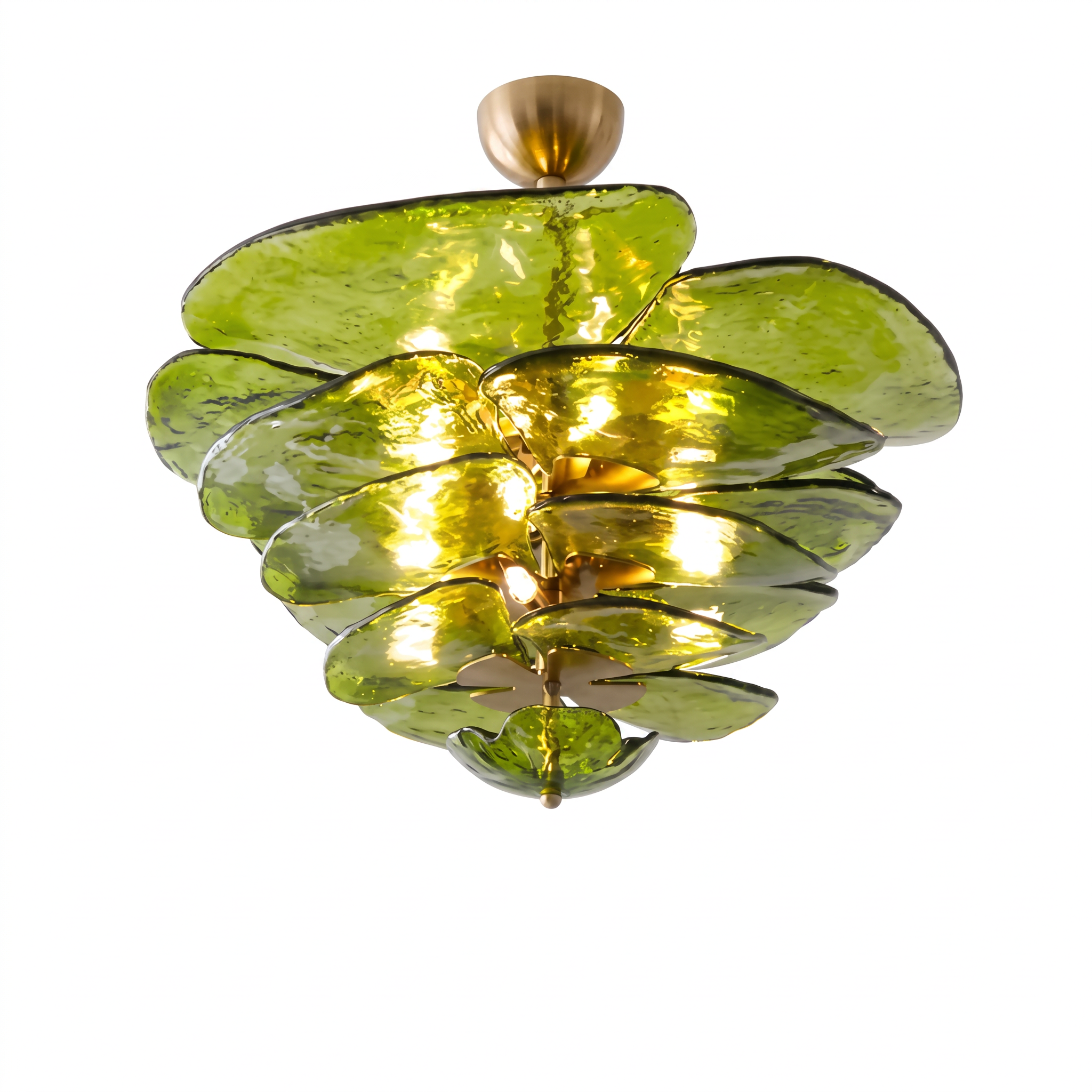 Mid-Century Modern Amber Petal Chandelier for Living Room Dining Area