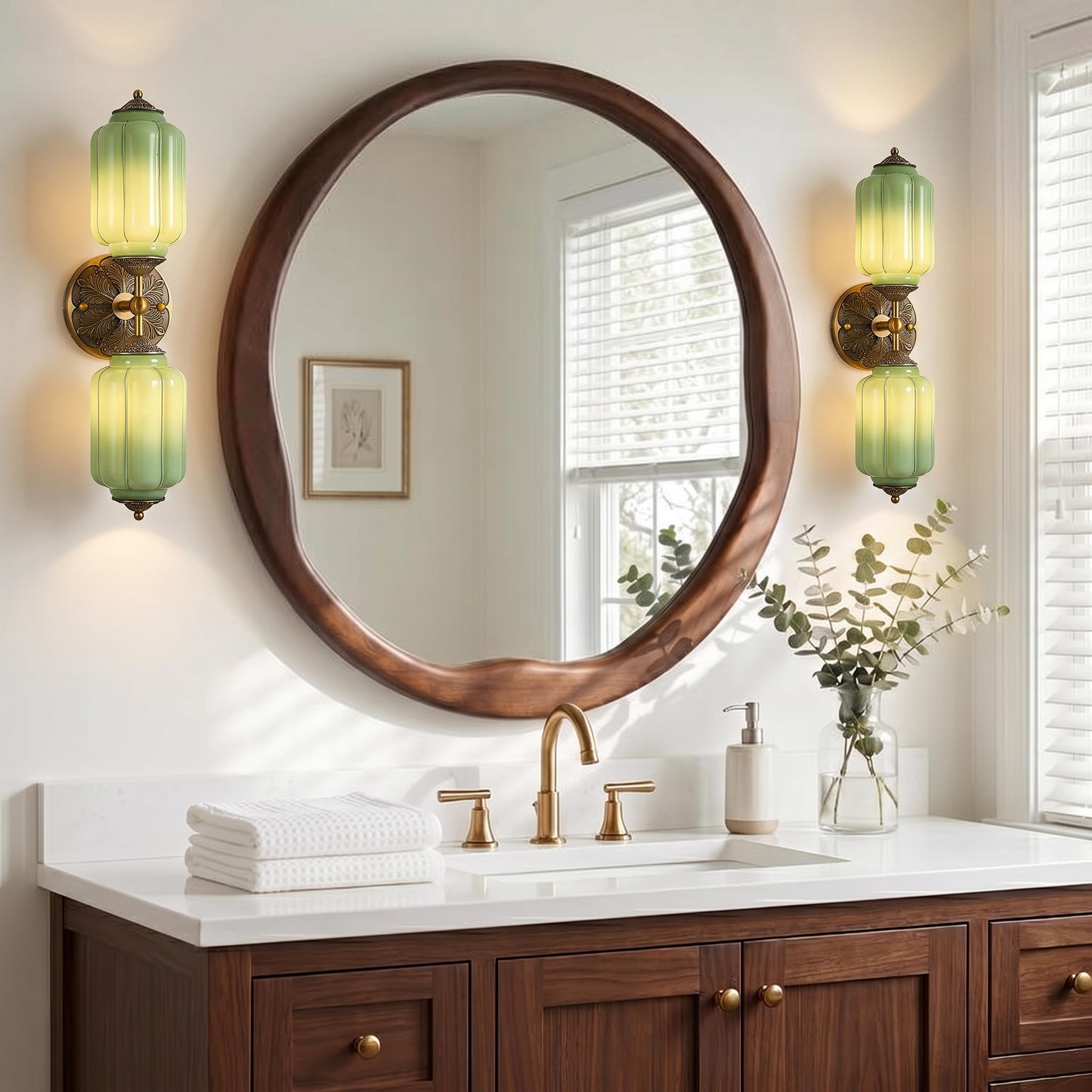 Vintage Dual-Light Glass Wall Sconce for the Bedroom Living Room and Hallway