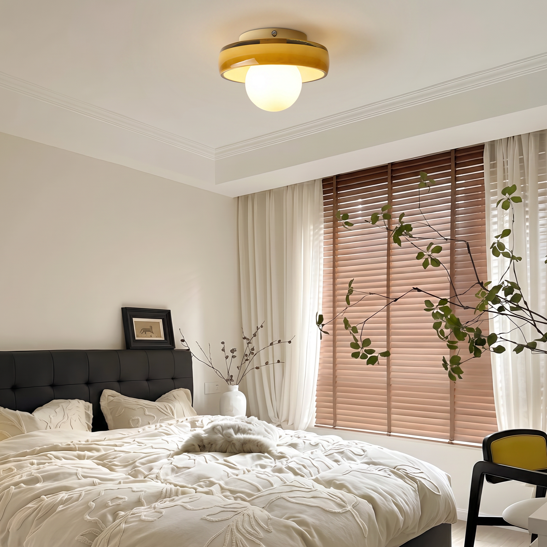 Modern Glass Flush Mount Ceiling Light for Bedroom Hallway Balcony