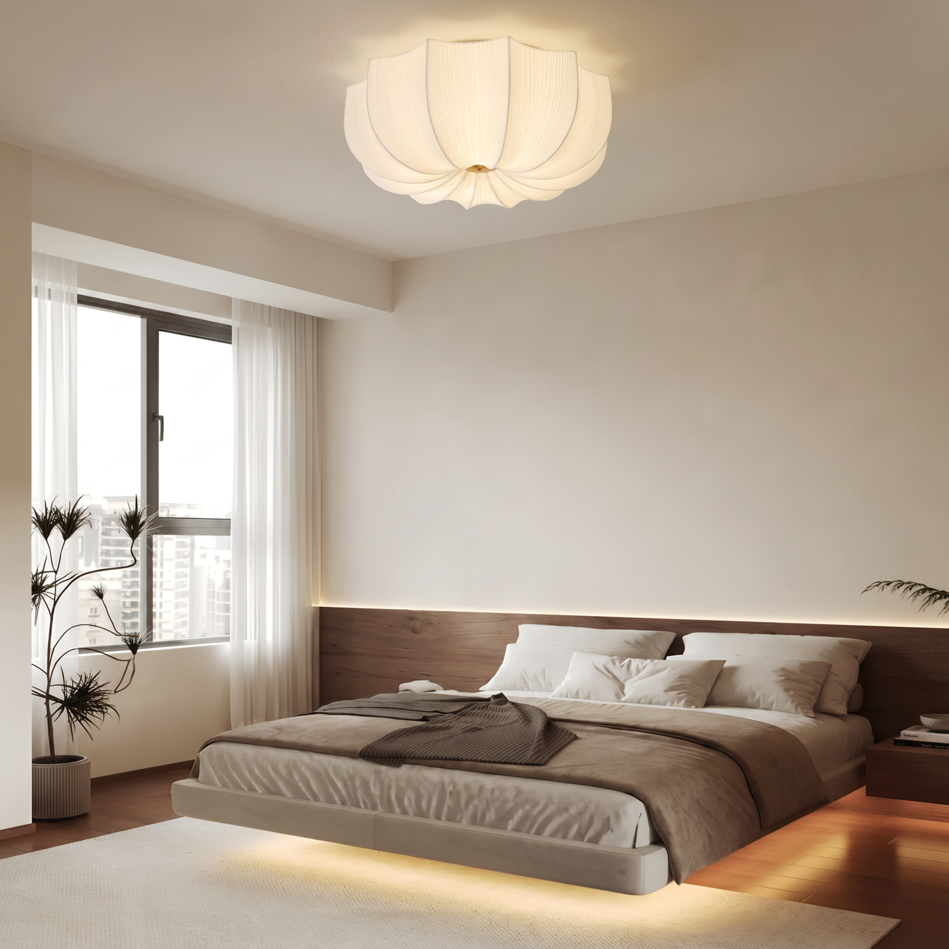 Nordic Minimalism Fabric Flush Mount Ceiling Light for Bedroom Living Room & Nursery