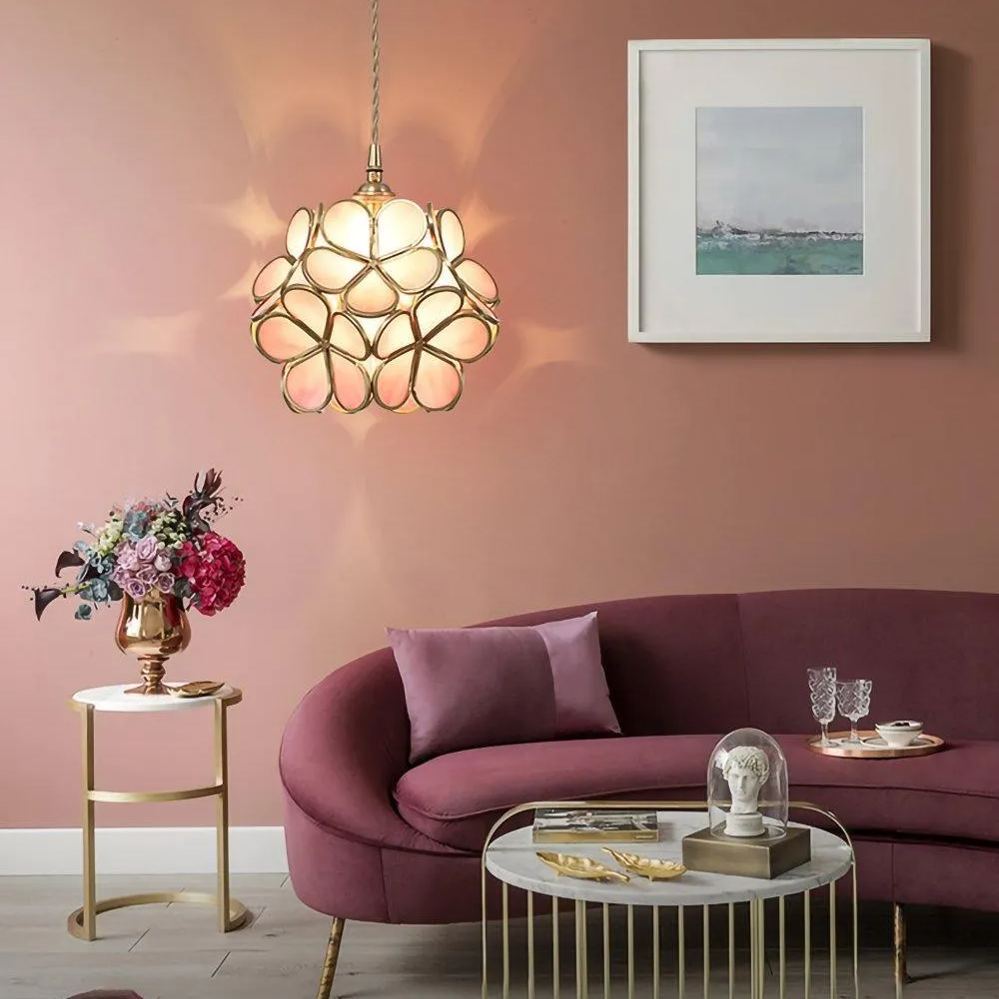 Nordic Brass Flower Petal Glass Pendant Light-labpiecesign