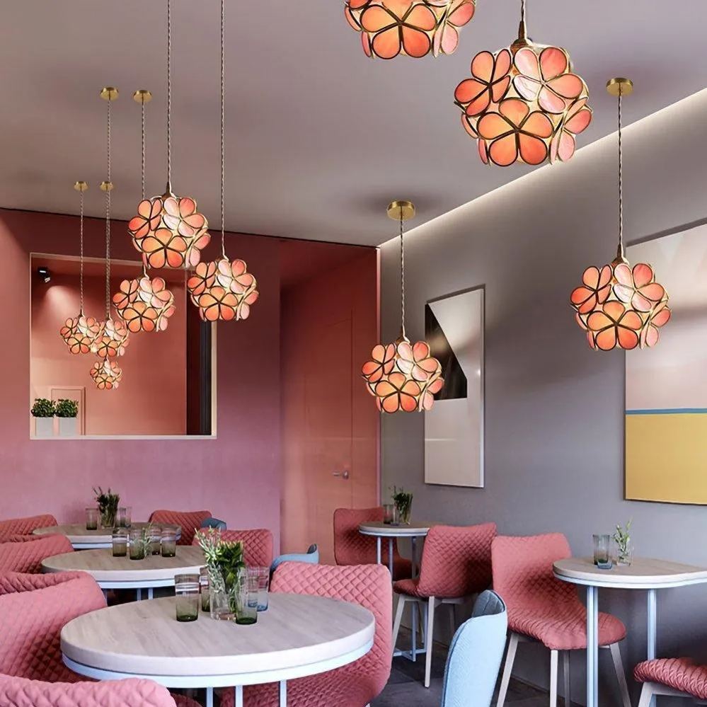 Nordic Brass Flower Petal Glass Pendant Light-labpiecesign