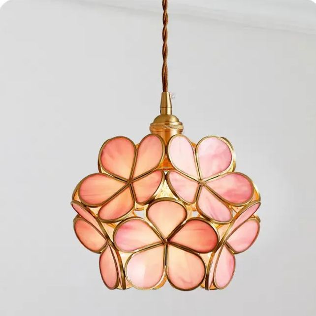 Nordic Brass Flower Petal Glass Pendant Light-labpiecesign