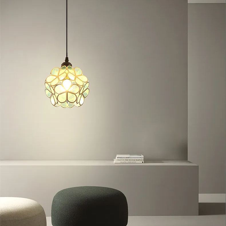 Nordic Brass Flower Petal Glass Pendant Light-labpiecesign