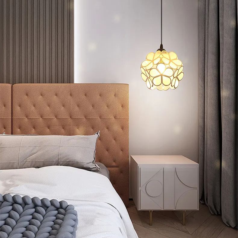 Nordic Brass Flower Petal Glass Pendant Light-labpiecesign