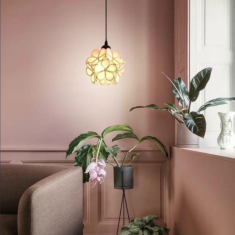 Nordic Brass Flower Petal Glass Pendant Light-labpiecesign