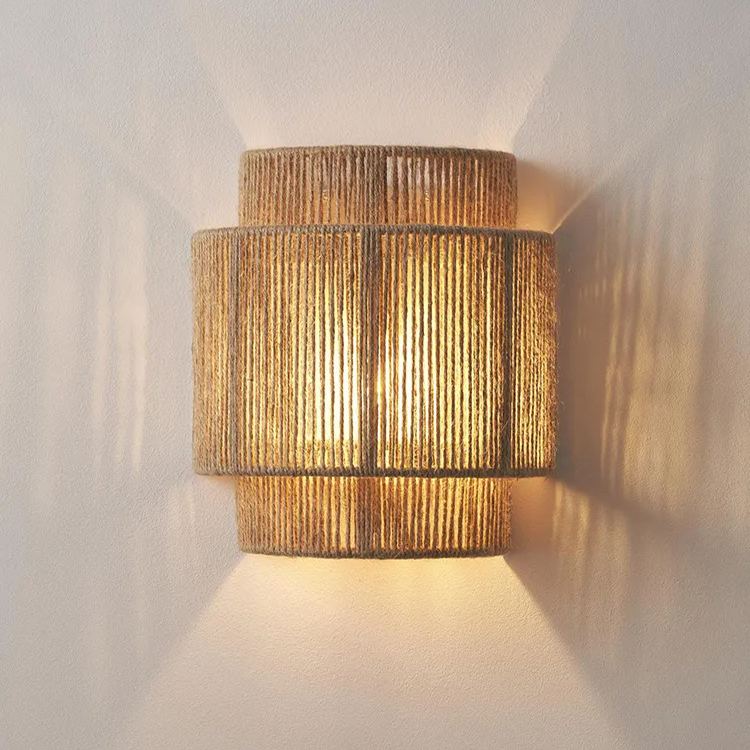 Japanese-style wall lamp Wabi-sabi style retro hemp rope wall lamp