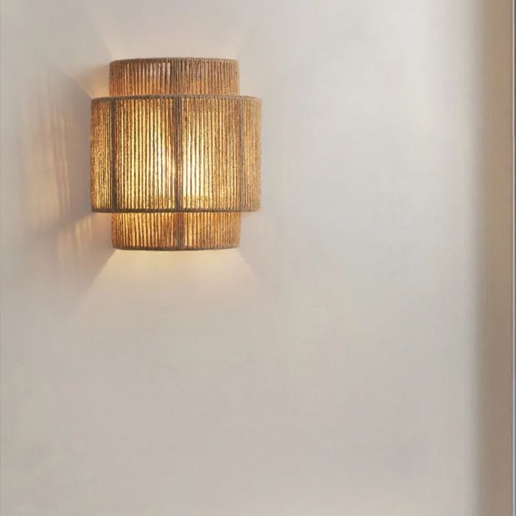 Japanese-style wall lamp Wabi-sabi style retro hemp rope wall lamp