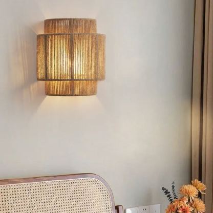 Japanese-style wall lamp Wabi-sabi style retro hemp rope wall lamp-labpiecesign