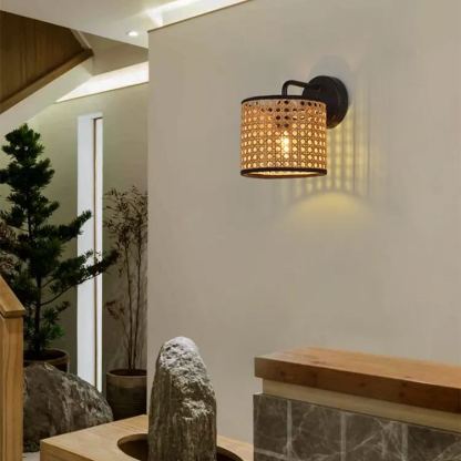 Japanese-style wall lamp bohemia style rattan wall lamp-labpiecesign