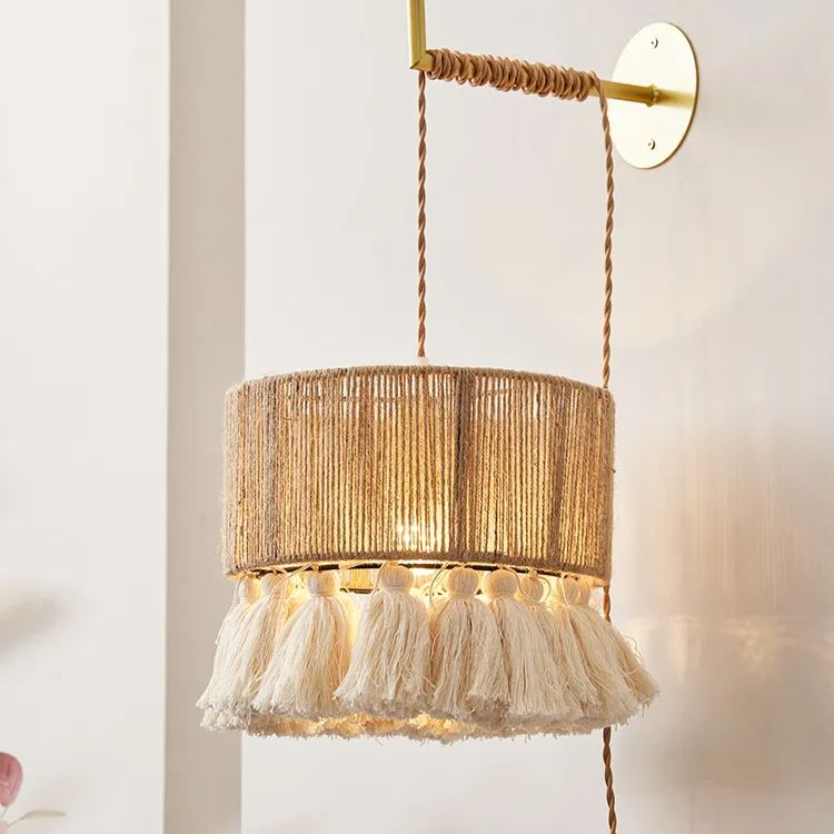 [Copy]Japanese-style wall lamp Wabi-sabi style retro hemp rope wall lamp