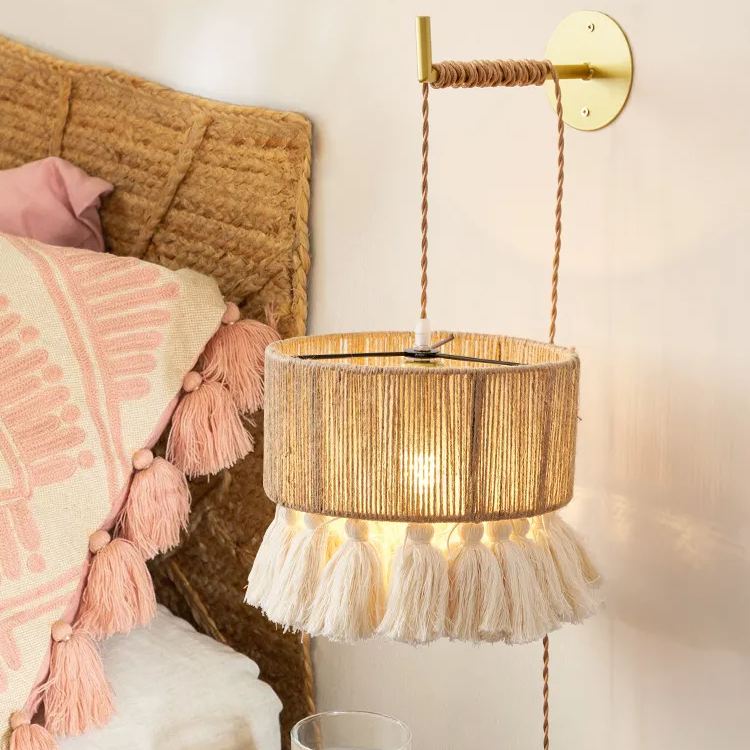 [Copy]Japanese-style wall lamp Wabi-sabi style retro hemp rope wall lamp