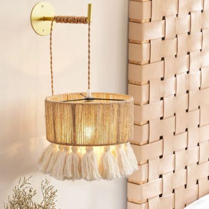 Japanese-style wall lamp Wabi-sabi style retro hemp rope wall lamp-labpiecesign