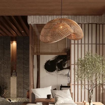 Cloud Shape Rattan Woven Chandelier Pendant-labpiecesign