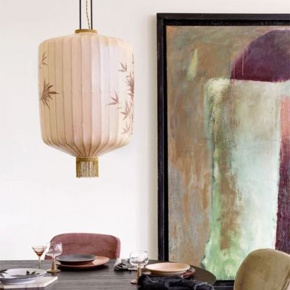Bamboo Pattern Fabric Chinese Style Pendant Light-labpiecesign