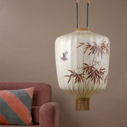 Bamboo Pattern Fabric Chinese Style Pendant Light-labpiecesign