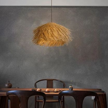Japanese Wabi-Sabi Rattan Living Room Chandelier Retro Straw Lamp-labpiecesign