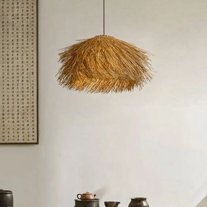 Japanese Wabi-Sabi Rattan Living Room Chandelier Retro Straw Lamp-labpiecesign
