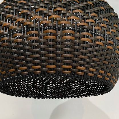 Black Pattern Basket Lampshade Vintage Rattan Pendant Light-labpiecesign