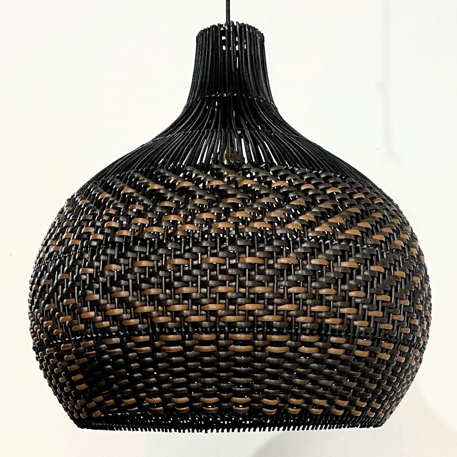 [Copy]Black Pattern Lampshade Vintage Rattan Pendant Light