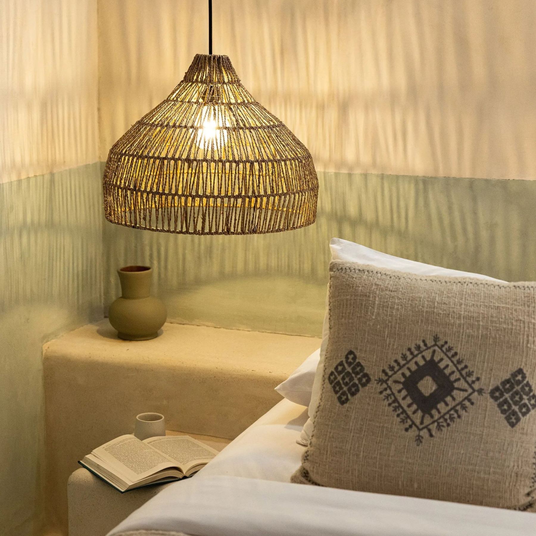 Rustic Hand Woven Rattan Pendant Light-labpiecesign