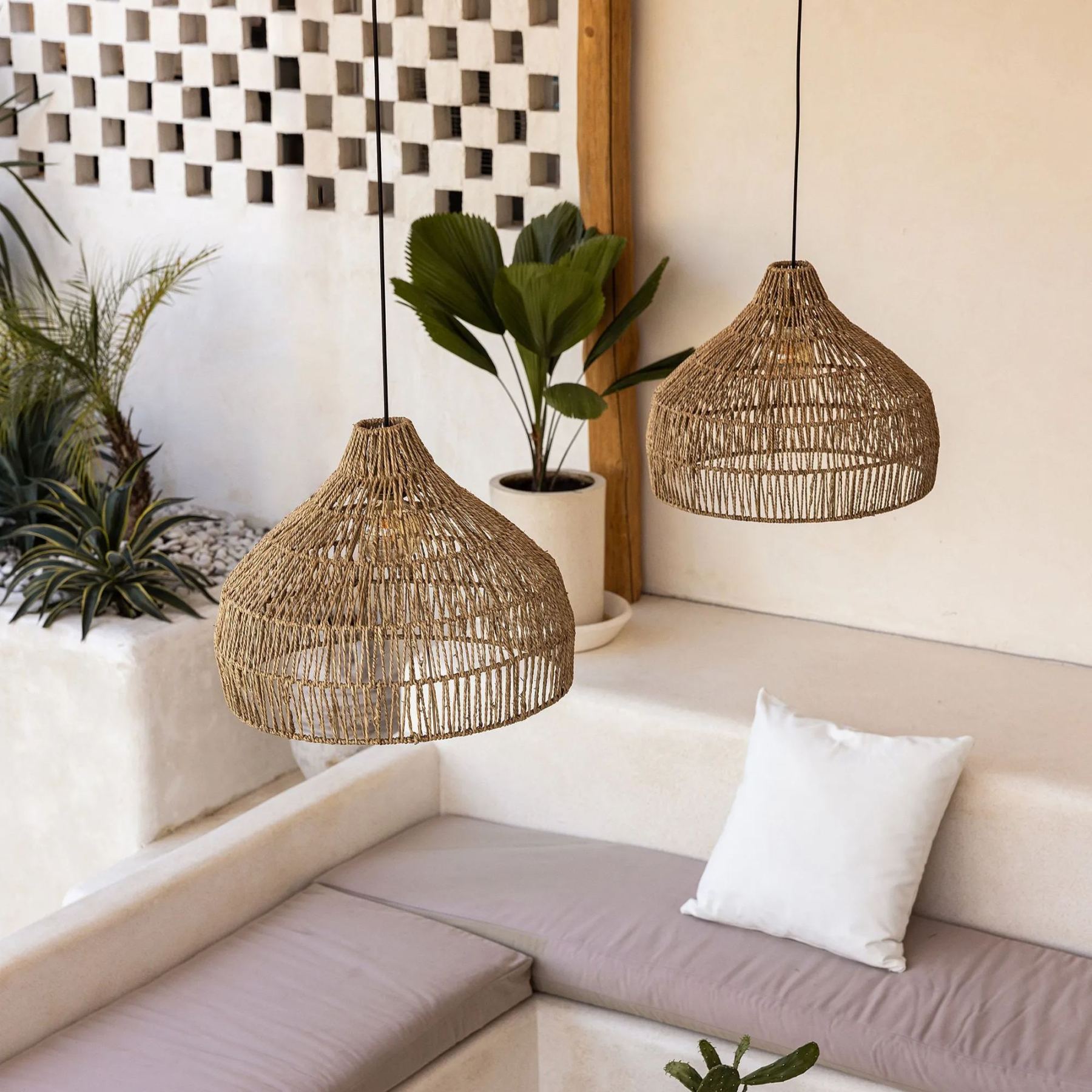 Rustic Hand Woven Rattan Pendant Light-labpiecesign